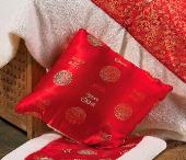 錦緞吉祥靠墊被