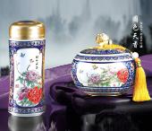 國(guó)色天香 保溫杯+如意茶葉罐