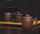 瑞獸吉祥紫砂套杯