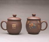 紫砂牡丹杯(泥繪)