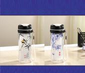 悅語骨瓷雙層飄逸杯（塑膠蓋）/花開富貴骨瓷雙層飄逸杯（塑膠蓋）