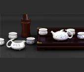 國色天香 （青花茶具八件套）