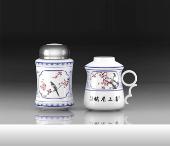 喜上眉梢 茶漏杯茶葉罐兩件套