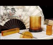 琉璃至尊文房四寶B套（鎮(zhèn)紙+筆筒+名片座+印章）