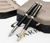 派克首席純黑麗雅金夾寶珠筆