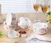 海棠承香8頭韓式瓷碗