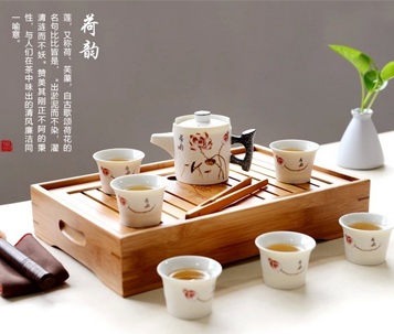 7頭荷韻雪花釉茶具套裝